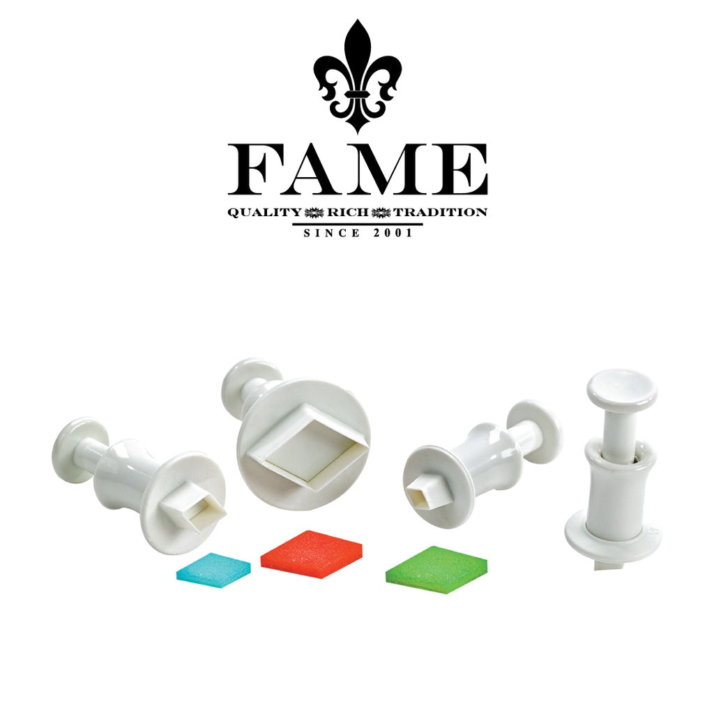 Plastic Cutter With Pusher - Set of 4 Losange Diam.8,10,12,25mm