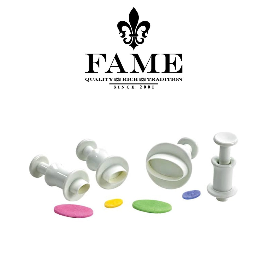 Plastic Cutter With Pusher - Set of 4 Ovals Diam.6,10,14,25mm