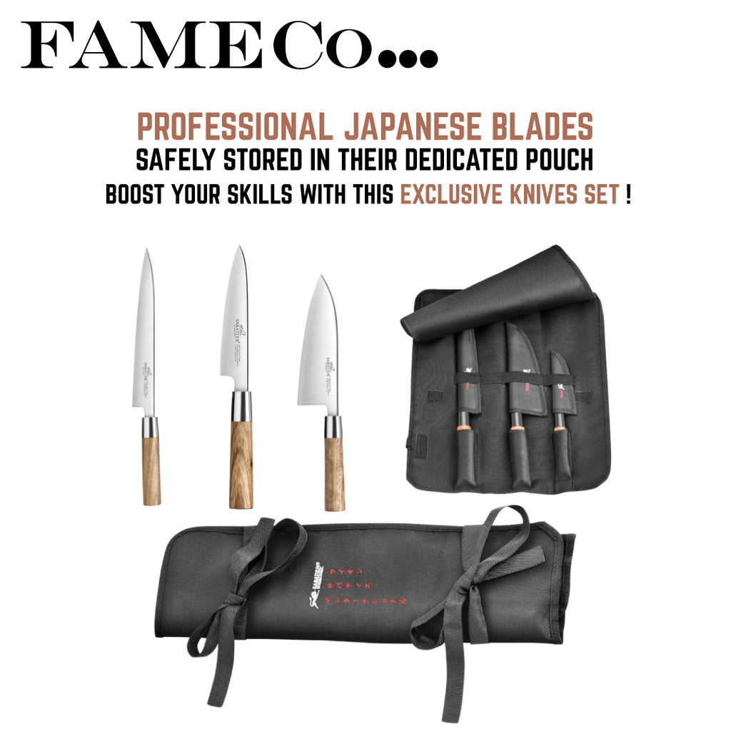 Supple Transport Bag With 3 Japanese Knifes