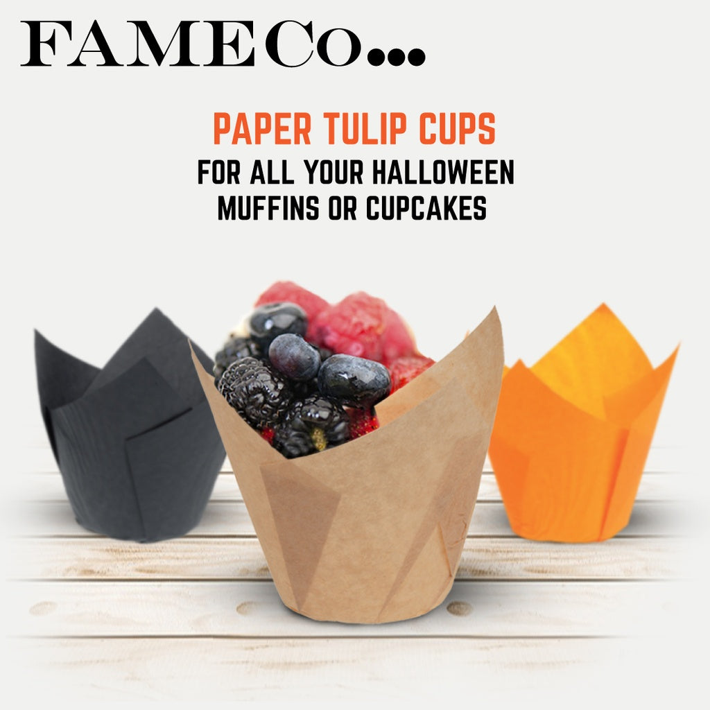 Tulipcup Paper Cups Black x 200pcs - Diam.50XH.70mm